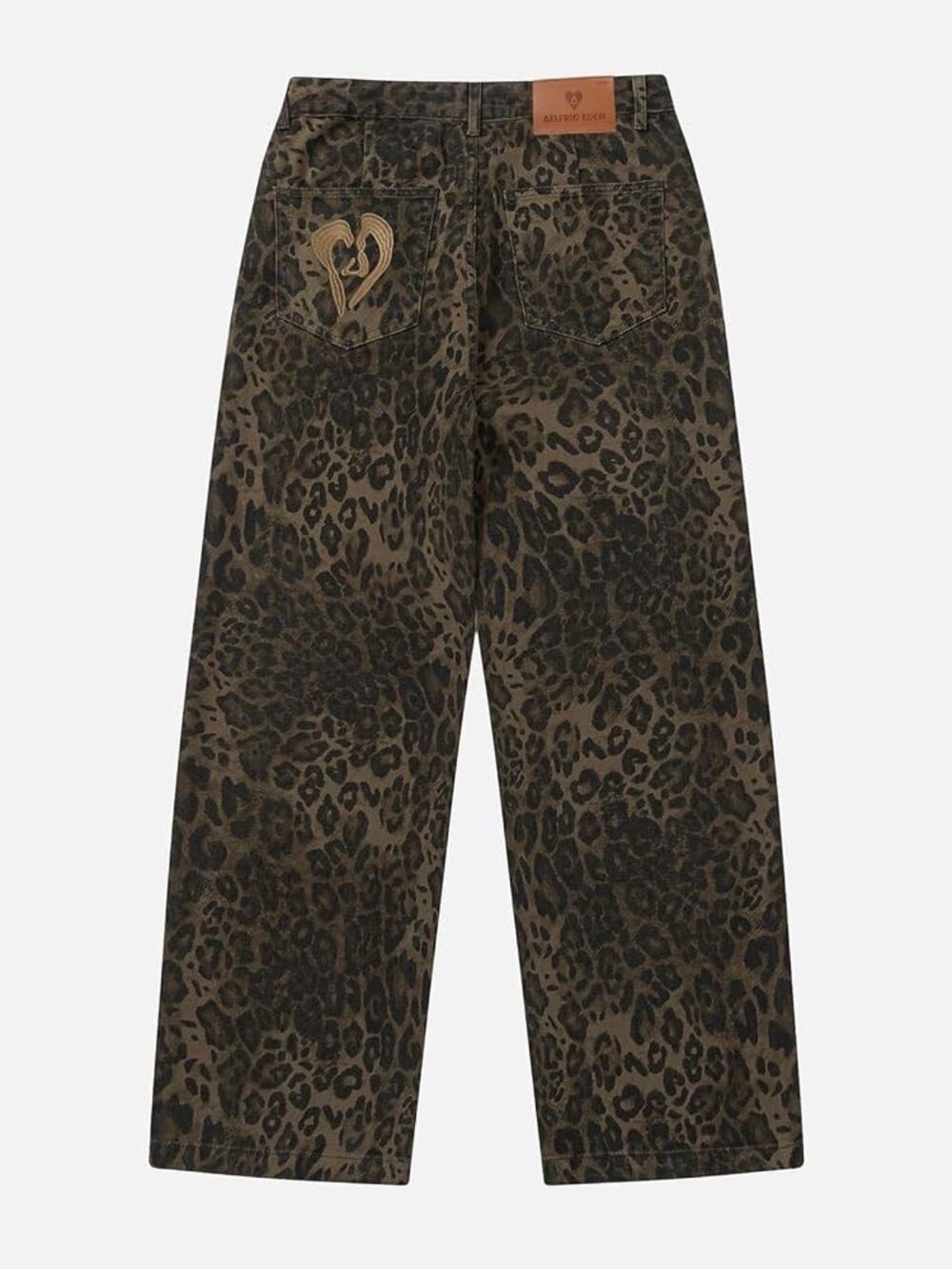 Aelfric Eden Leopard Print Baggy Wide-Leg Jeans